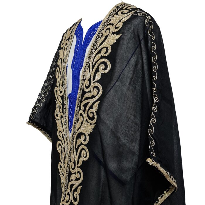 Women's 3 Quarter Sleeve Arabian Bisht Black Cloak Arab Dress Thobe Islam Robe Eid (1)