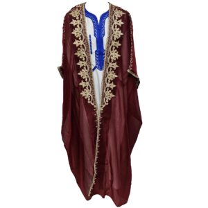 Women's 3 Quarter Sleeve Arabian Bisht Burgundy Cloak Arab Dress Thobe Islam Robe Eid (2)