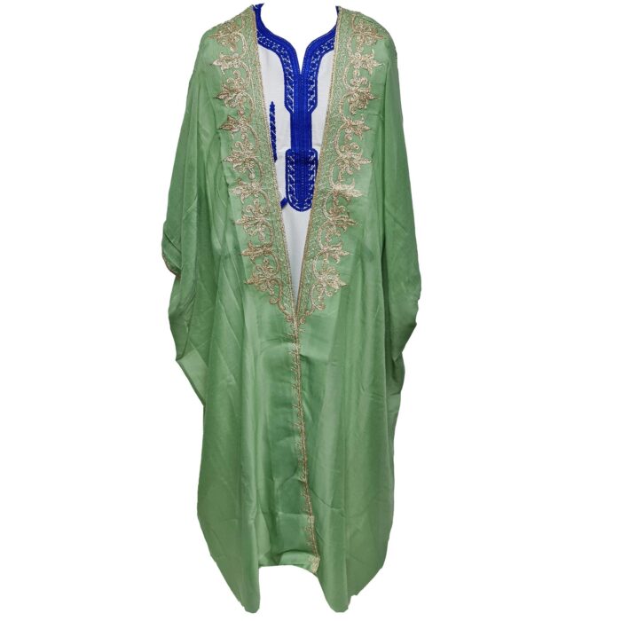 Women's 3 Quarter Sleeve Arabian Bisht Light Green Cloak Arab Dress Thobe Islam Robe Eid (2)