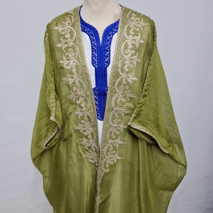 Women's 3 Quarter Sleeve Arabian Bisht Olive Green Cloak Arab Dress Thobe Islam Robe Eid (3)