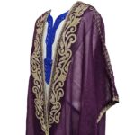 Women's 3 Quarter Sleeve Arabian Bisht Purple Cloak Arab Dress Thobe Islam Robe Eid (1)