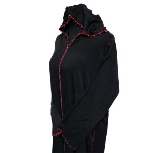 Women's Moroccan Black Cotton Long Sleeve Hooded Djellaba Jalabiya (1)