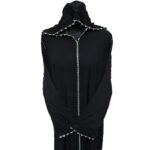 Women's Moroccan Black Cotton Long Sleeve Hooded Djellaba Jalabiya (3)