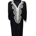 Women's Moroccan Black Cotton Short Sleeve Tunic Kaftan Beach Cover Up (16)