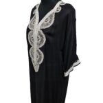 Women's Moroccan Black Cotton Short Sleeve Tunic Kaftan Beach Cover Up (17)