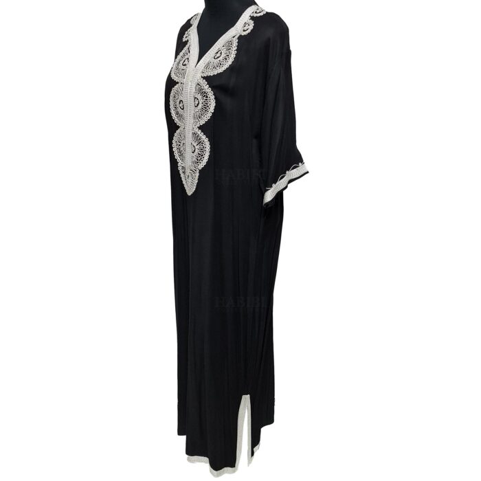 Women's Moroccan Black Cotton Short Sleeve Tunic Kaftan Beach Cover Up (18)