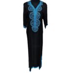 Women's Moroccan Black Cotton Short Sleeve Tunic Kaftan Beach Cover Up (20)