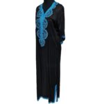 Women's Moroccan Black Cotton Short Sleeve Tunic Kaftan Beach Cover Up (23)