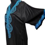 Women's Moroccan Black Cotton Short Sleeve Tunic Kaftan Beach Cover Up (24)