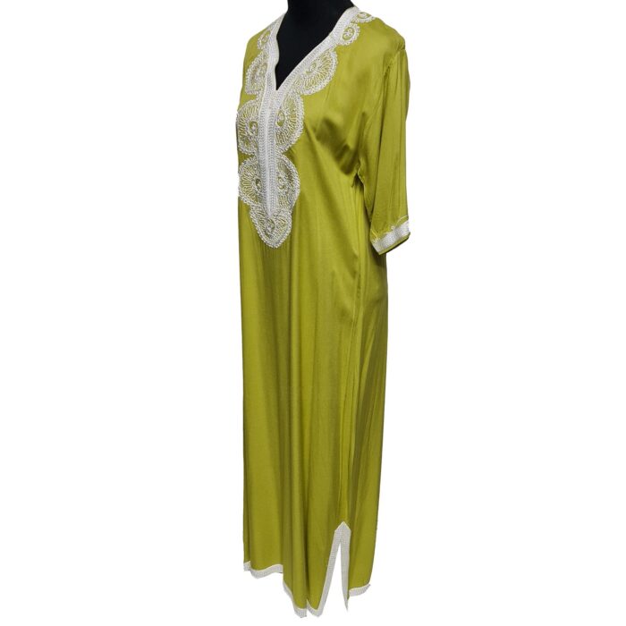 Women's Moroccan Green Cotton Short Sleeve Tunic Kaftan Beach Cover Up (4)