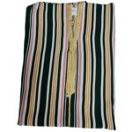 Women's Moroccan Green Pink Multi Stripes Long Sleeve Hooded Cotton Blend Kaftan Djellaba (7)