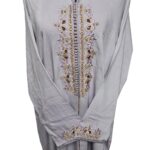 Women's Moroccan Lilac Cotton Malifa Wool Blend Long Sleeve Hooded Djellaba Jalabiya (9)