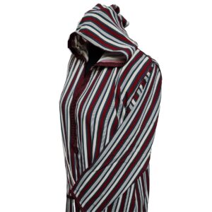 Women's Moroccan Maroon Multi Stripes Long Sleeve Hooded Cotton Blend Kaftan Djellaba (1)