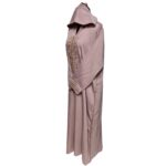 Women's Moroccan Pink Cotton Malifa Wool Blend Long Sleeve Hooded Djellaba Jalabiya (1)