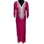 Women's Moroccan Pink Cotton Short Sleeve Tunic Kaftan Beach Cover Up (10)