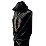 Women's Moroccan Premium Black Velvet Long Sleeve Hooded Dress Kaftan Djellaba (33)