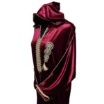 Women's Moroccan Premium Burgundy Velvet Long Sleeve Hooded Dress Kaftan Djellaba (8)