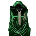 Women's Moroccan Premium Green Velvet Long Sleeve Hooded Dress Kaftan Djellaba (26)