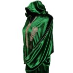 Women's Moroccan Premium Green Velvet Long Sleeve Hooded Dress Kaftan Djellaba (28)