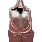 Women's Moroccan Premium Peach Velvet Long Sleeve Hooded Dress Kaftan Djellaba (22)