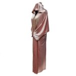 Women's Moroccan Premium Peach Velvet Long Sleeve Hooded Dress Kaftan Djellaba (23)