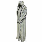 Women's Moroccan Yellow Black Grey Multi Stripes Long Sleeve Hooded Cotton Blend Kaftan Djellaba (4)