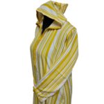 Women's Moroccan Yellow Multi Stripes Long Sleeve Hooded Cotton Blend Kaftan Djellaba (1)