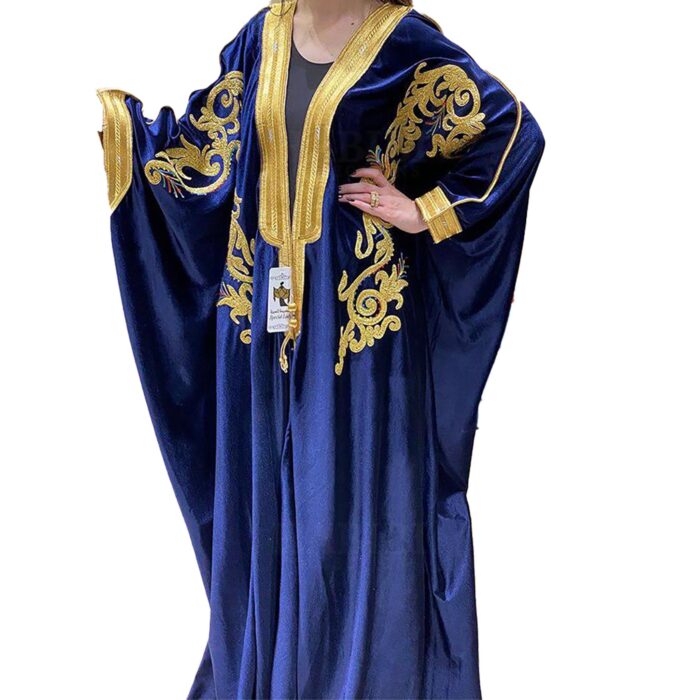 Women's Velvet Long Sleeve Arabian Bisht Cloak Arab Dress Thobe Islam Robe Eid (2)