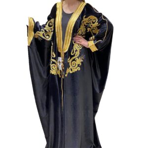 Women's Velvet Long Sleeve Arabian Bisht Cloak Arab Dress Thobe Islam Robe Eid (3)