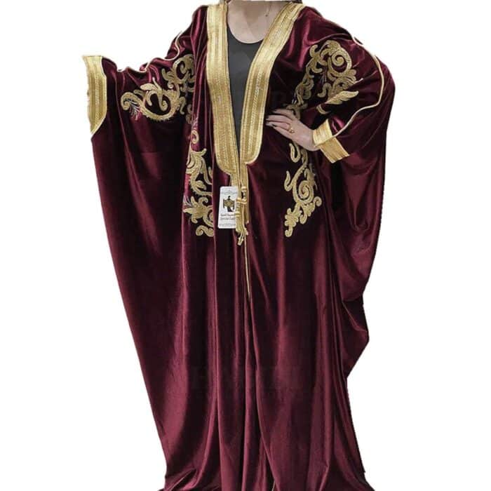 Women’s Velvet Long Sleeve Arabian Bisht Cloak Arab Dress Thobe Islam Robe Eid