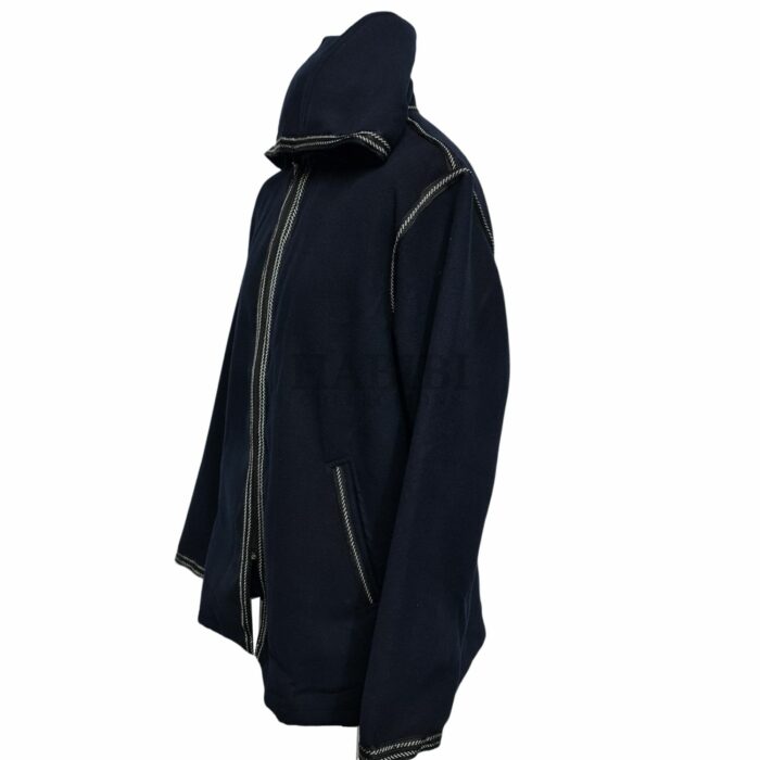 Wooljkt 001 Navy Blue Moroccan Baja Jerga Jacket Hoodie Festival Hippy Tribal Navy Blue Navy Blue (2)