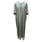 Ymkdes 004 Light Green Grey Cotton Thobe Jubba Men's Dishdash 0502 200811 (1)