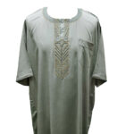 Ymkdes 004 Light Green Grey Cotton Thobe Jubba Men's Dishdash 0502 200816