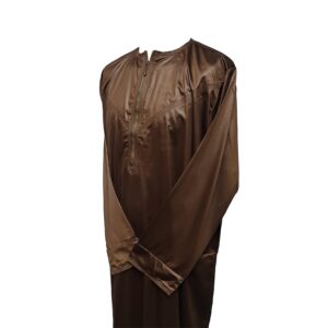 Zip 006 Men's High Quality Zip Front Emirati Brown Long Sleeve Thobe Jubba 006 4pcs 62 52 60 60 (4)