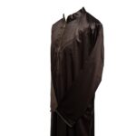 Zipcol 009 Men's High Quality Collared Dark Brown Long Sleeve Thobe Jubba 009 (4)