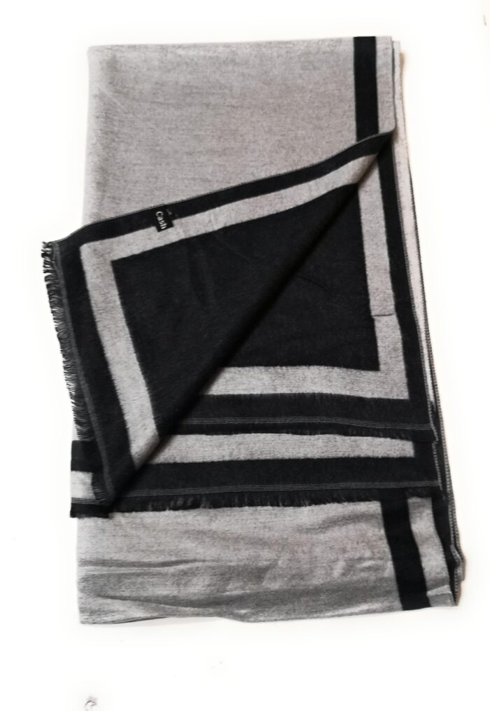 Black & Grey 2-Tone 100% Cashmere Scarf Unisex