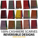 100% Cashmere Scarf for Women Reversible Bordered Shawl Wrap Stole Long Scarves