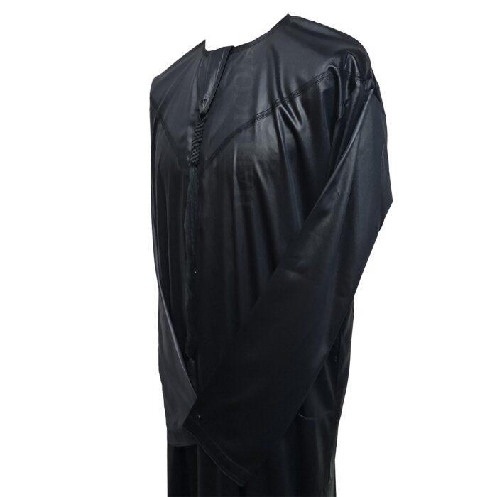 Emrtshintwn 002 Custom Made Emirate Men's Black Long Sleeve Thobe Jubba Dishdasha Shintwn 002 2pcs (4)