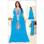 Women Moroccan High Quality Indian Cotton Embroidered Floral Kaftan Tunic Dress