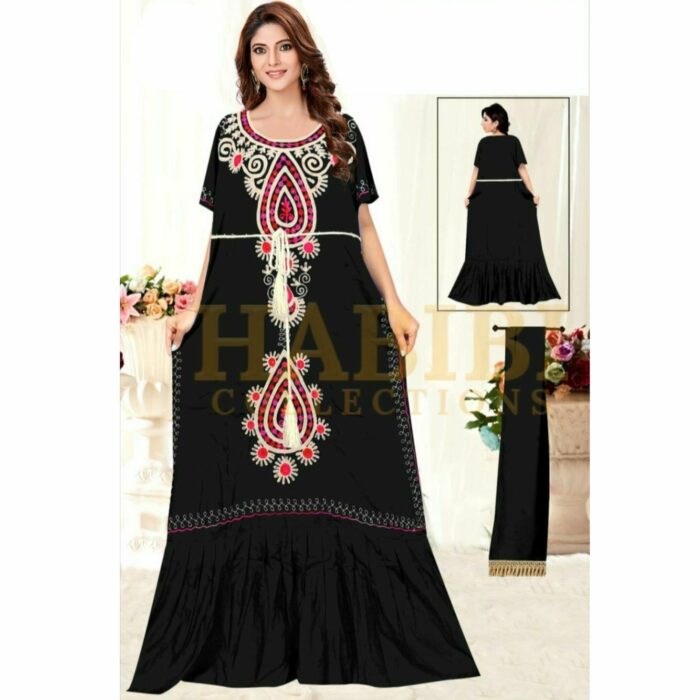 Women Moroccan High Quality Indian Cotton Embroidered Floral Kaftan Tunic Dress