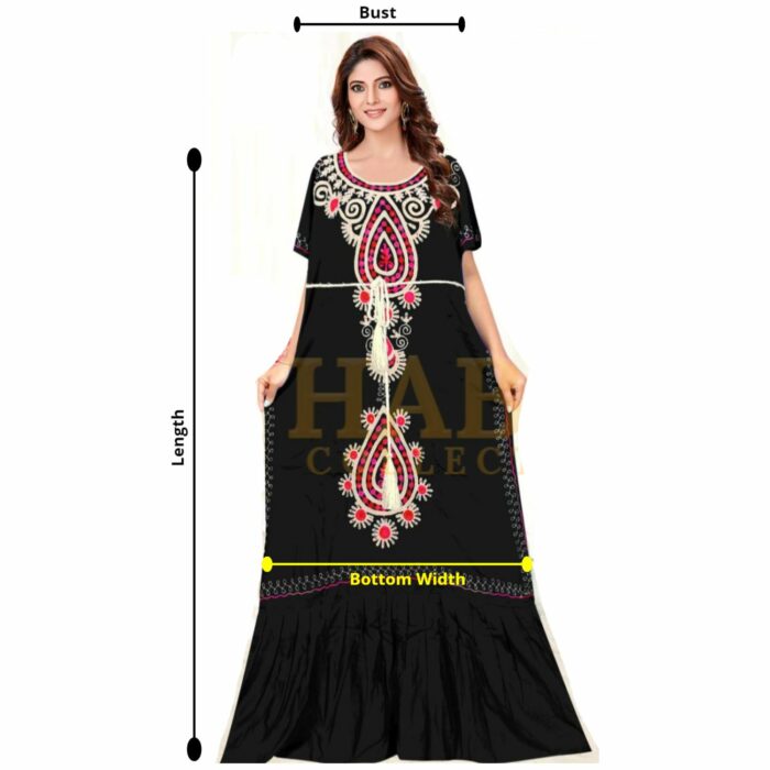 Women Moroccan High Quality Indian Cotton Embroidered Floral Kaftan Tunic Dress