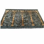 Extra Large Maroon Grey Islamic Prayer Mat Musallah Janamaaz (4 People)